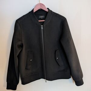NWOT Quince Double Faced Merino Wool Black Women's Bomber Jacket Size Large